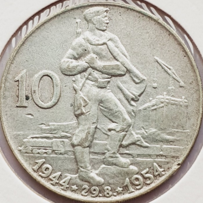 571 Cehoslovacia 10 korun 1954 Slovak Uprising km 40 argint