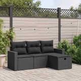 vidaXL Set mobilier de grădină cu perne, 4 piese, negru, poliratan 3263441