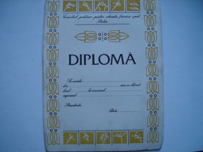 Diploma Consiliul judetean pentru educatie fizica si sport Bihor necompletata foto