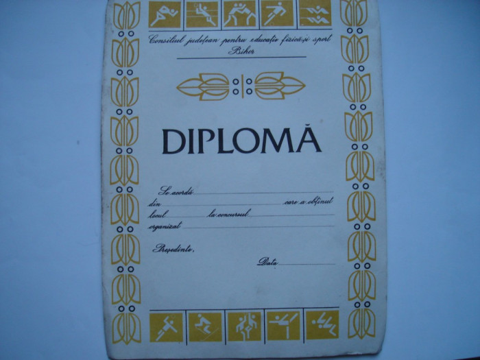Diploma Consiliul judetean pentru educatie fizica si sport Bihor necompletata