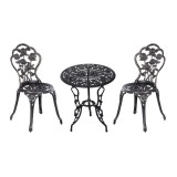 Outsunny Tavolo con sedia da giardino set da giardino in 3 pezzi, gruppo salotto, set da balcone, mobili da balcone, sedia da tavolo, Bronzo