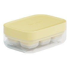 Forma pentru gheata cu presa Cyrax, din silicon alimentar, 6 cuburi, caserola pentru depozitare, usor de folosit si curatat, 10.5 x 7.5 x 4.1 cm, galb