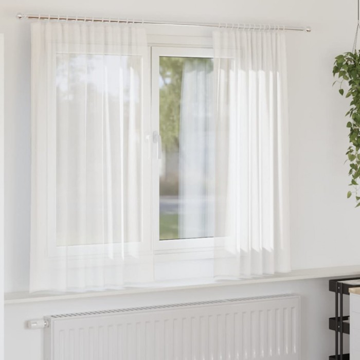 vidaXL Perdele Voile cu buzunare pentru bare 2 buc Alb 4102241