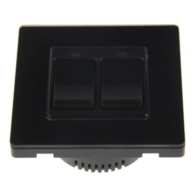 Intrerupator dublu Smart Home WiFi Tuya, cu actionare mecanica, negru, model SSD86-02AJAI-Black foto