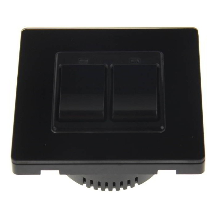 Intrerupator dublu Smart Home WiFi Tuya, cu actionare mecanica, negru, model SSD86-02AJAI-Black