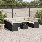 Cumpara ieftin Set canapele de grădină cu perne, 10 piese, negru, poliratan