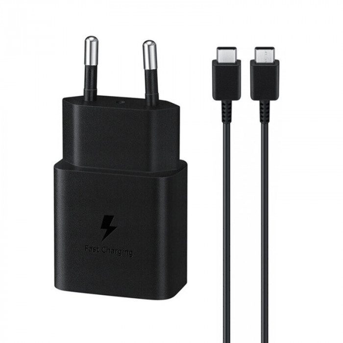 Incarcator Samsung M10 M10S USB-C Fast Charger TA1510EBE-DG977BBE 15W Type-C 1M Negru