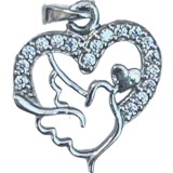 Pandantiv, jolie silver, argint 925, model inima cu porumbel, 20 x 15 mm, 1.5 g