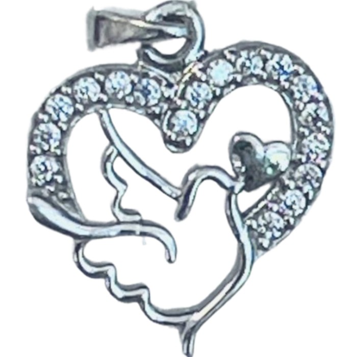Pandantiv, jolie silver, argint 925, model inima cu porumbel, 20 x 15 mm, 1.5 g