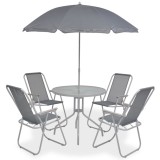 Gossi set mobilier de exterior, 6 piese, gri, otel si textilena