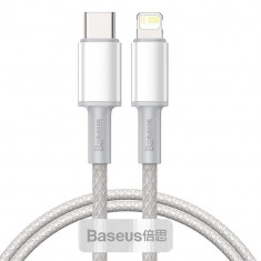 Cablu pentru incarcare si transfer de date Baseus High Density, USB Type-C/Lightning, Power Delivery 20W, 1m, Alb foto