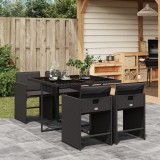 Set mobilier de gradina cu perne, 5 piese, negru, poliratan GartenMobel Dekor, vidaXL