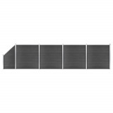 Set de panouri de gard, negru, 792x(105-186) cm, WPC GartenMobel Dekor, vidaXL