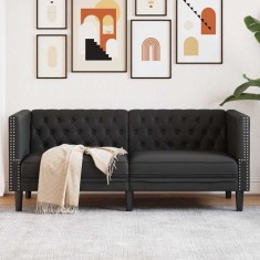 vidaXL Canapea Chesterfield Argyle Negru 174 x 74.5 x 70.5 cm 42013014