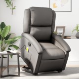 VidaXL Fotoliu rabatabil cu ridicare, gri, piele naturală 3204269