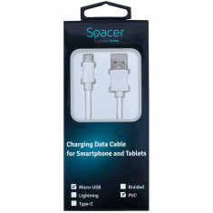 CABLU alimentare si date SPACER pt. smartphone USB 2.0 (T) la Micro-USB 2.0 (T) PVC Retail pack 0.5m White&amp;amp;amp;nbsp; &amp;amp;quot;SPDC-MICRO-PVC-W-0.5&amp;amp;quot; foto