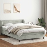 vidaXL Pat box spring cu saltea, gri deschis, 160x220 cm, catifea 3317655