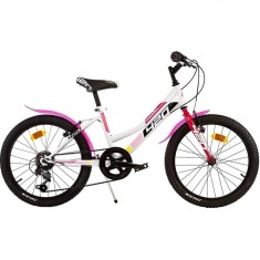 Bicicleta copii Dino Bikes 20&quot; MTB fete Sport alb cu 6 viteze