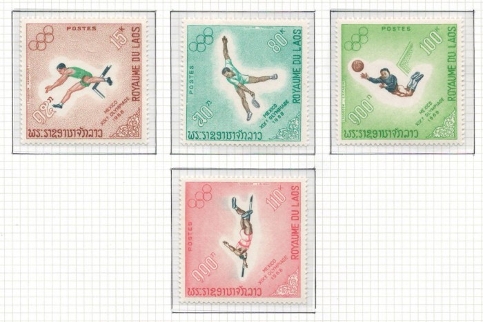 Laos 1968 Mi 244/47 MNH - Jocurile Olimpice de Vara, Mexic
