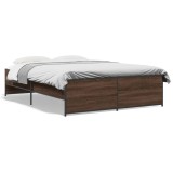 Cumpara ieftin Cadru de pat, stejar maro, 140x190 cm, lemn prelucrat si metal