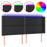 Cumpara ieftin Tablie de pat cu LED, negru, 203x16x118/128 cm, piele ecologica