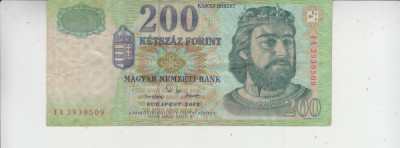 M1 - Bancnota foarte veche - Ungaria - 200 forint - 2002 foto