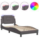 Cumpara ieftin Cadru de pat cu LED fara saltea, Zadar, gri, 90x190 cm