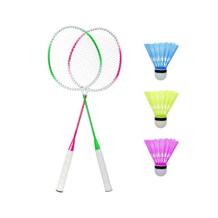Set Jieling Badminton, 2 Rachete, 3 Volani, Carcasa, Plastic, 66cm, Multicolor