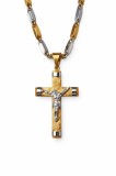 Colier Religios Cruce cu Iisus &ndash; Inox Placat Aur 14K, Lanț Elegant cod LC222F