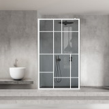 Paravan dus walk-in Aqua Roy White, model Urban alb, sticla 8 mm gri, securizata, anticalcar, 120x195 cm