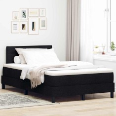vidaXL Pat boxspring cu saltea cu saltea Negru 120 x 190 cm țesătură