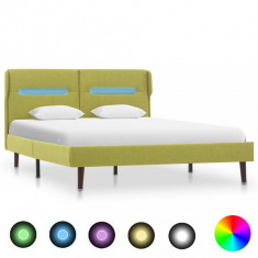 vidaXL Cadru de pat cu LED-uri, verde, 120 x 200 cm, material textil foto
