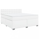 Cumpara ieftin Pat box spring cu saltea, alb, 180x200 cm, piele ecologica