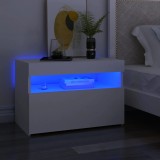 VidaXL Noptiere cu lumini LED, 2 buc., alb, 60x35x40cm, lemn prelucrat