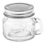 Borcan Sticlă, Mason, Capac Metalic, Capacitate 50ml, Transparent, Cu M&acirc;ner