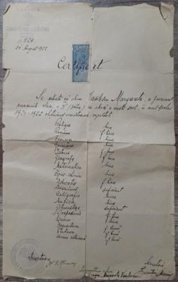 Certificat Scoala Secundara de Fete Braila 1922 foto