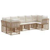 vidaXL Set de canapele de exterior 7 pcs Alb Natural și Crem Poliester 3437548