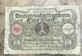 BNKSTR03DE Bancnotă Veche Germania 1 Mark 1920 (Darlehnskassenschein), Perioada Interbelică, Republica Weimar, Numismatică