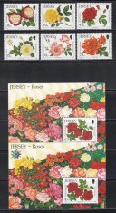 Jersey 2010 - A 15-a aniversare a Expoziției de Trandafiri de la Festivalul Jersey, Serie + Colita + Colita cu Supratipar &quot;PLANETE TIMBRES&quot;, MNH