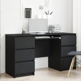 Birou calculator Gossi, 140x50x76 cm, lemn stejar negru, 2 buc