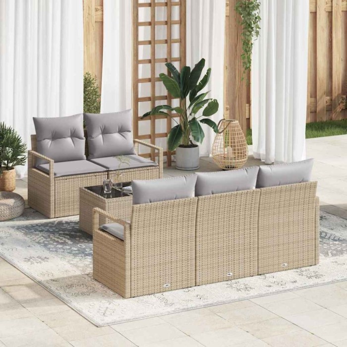 vidaXL Set de canapele pentru grădină 6 pcs Bej și gri 55 x 55 x 37 cm 3346260