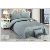 Cumpara ieftin Cuvertura de pat si 4 Fete de Perna din Catifea, Matlasata, 220 x 240 cm, Set 5 piese, Gri Argintiu - EAT293