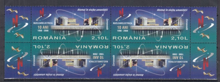2008 LP1819 b ATOMUL IN SLUJBA UMANITATII PERECHE SERII TETE-BECHE+VINIETE MNH