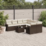 Gossi set canapele de gradina cu perne, 9 piese, maro, poliratan