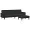 Canapea extensibila cu taburet, 2 locuri, negru, catifea