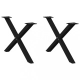 VidaXL Picioare pentru măsuță de cafea &icirc;n formă de X, 2 buc., negru, 70x(42-43) cm, oțel