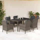 VidaXL Set mobilier de grădină cu perne, 7 piese, gri, poliratan