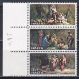 Malta 1977 - Crăciun - Picturi, Staif Vertical, MNH