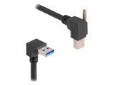 Cablu USB DELOCK 80481 cu mufe 90&deg; USB A sus/jos și USB B st&acirc;nga/dreapta