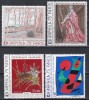 Franta 1974 - Arta franceza - Picturi de Sisley, Champiaigne, Mathieu, J. Miro, 4 Serii cu Tabsuri, MNH, Nestampilat